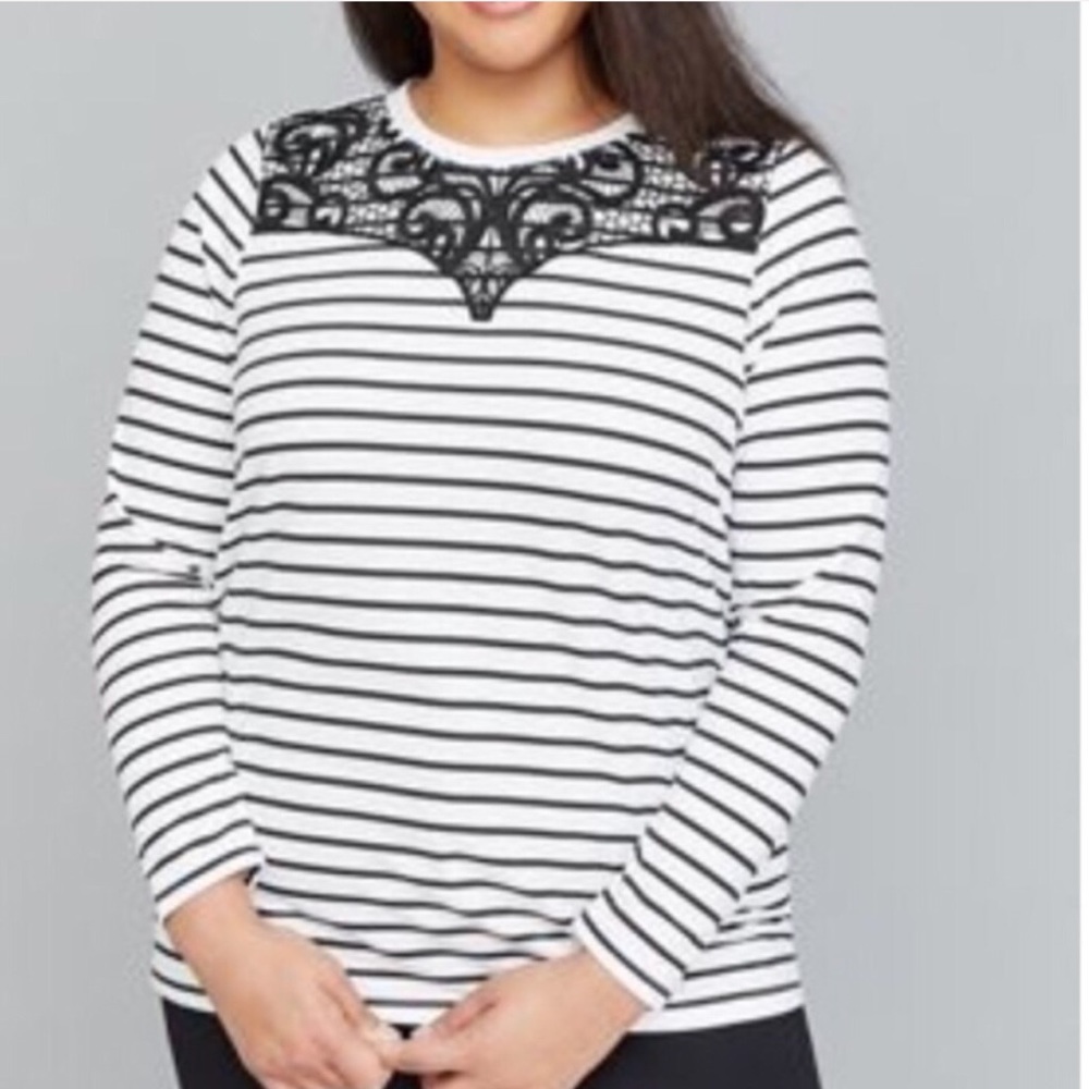 LOWEST 🌺 NWT LANE BRYANT Sz14/16 or 18/20 STRIPE SWEATSHIRT TOP - Picture 9 of 13